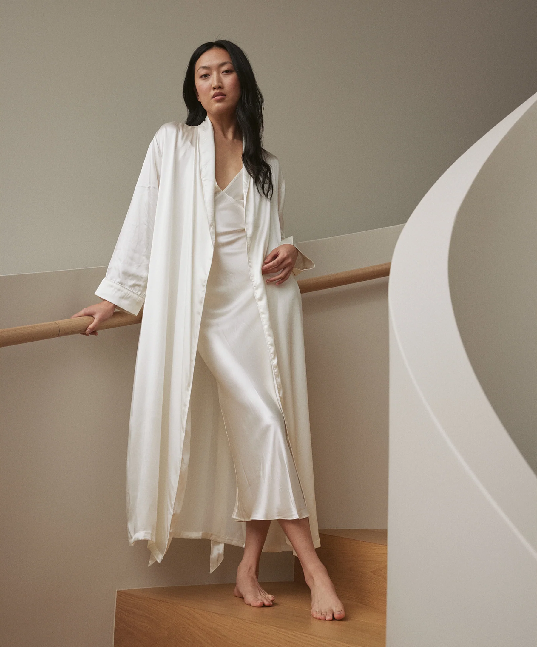 A pairing of exceptionally-soft silk - Steel Blue & Ivory - Image 5