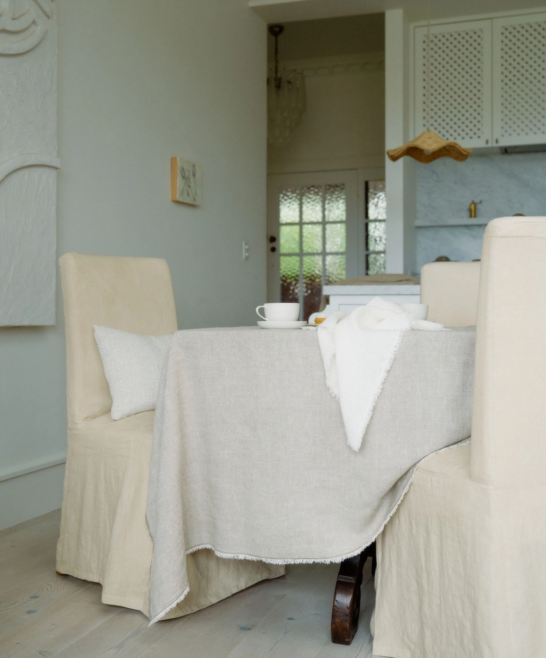 Fia Frayed Edge Tablecloth - Natural - Image 3