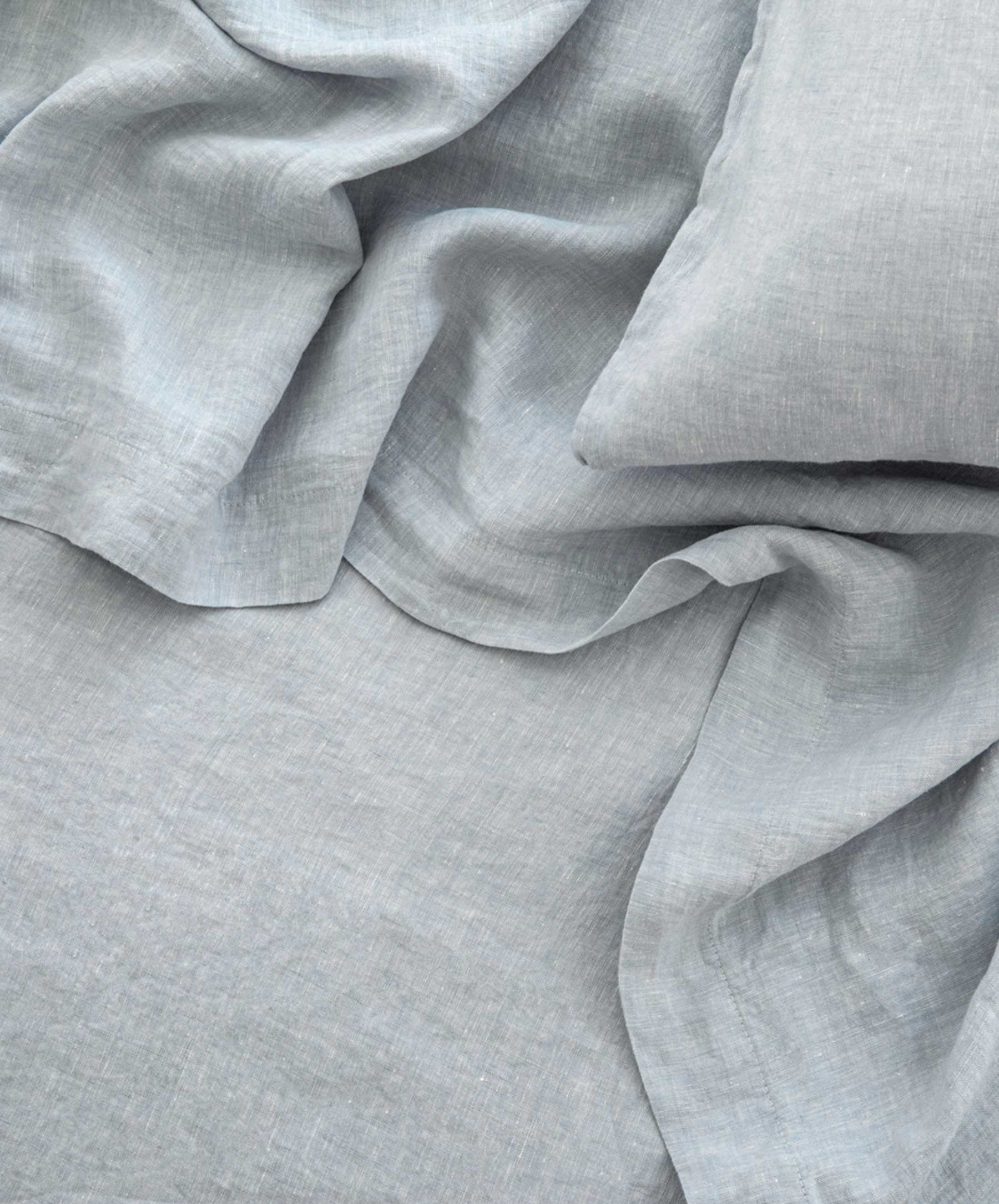 Linen Fitted Sheet - Sky - Image 4