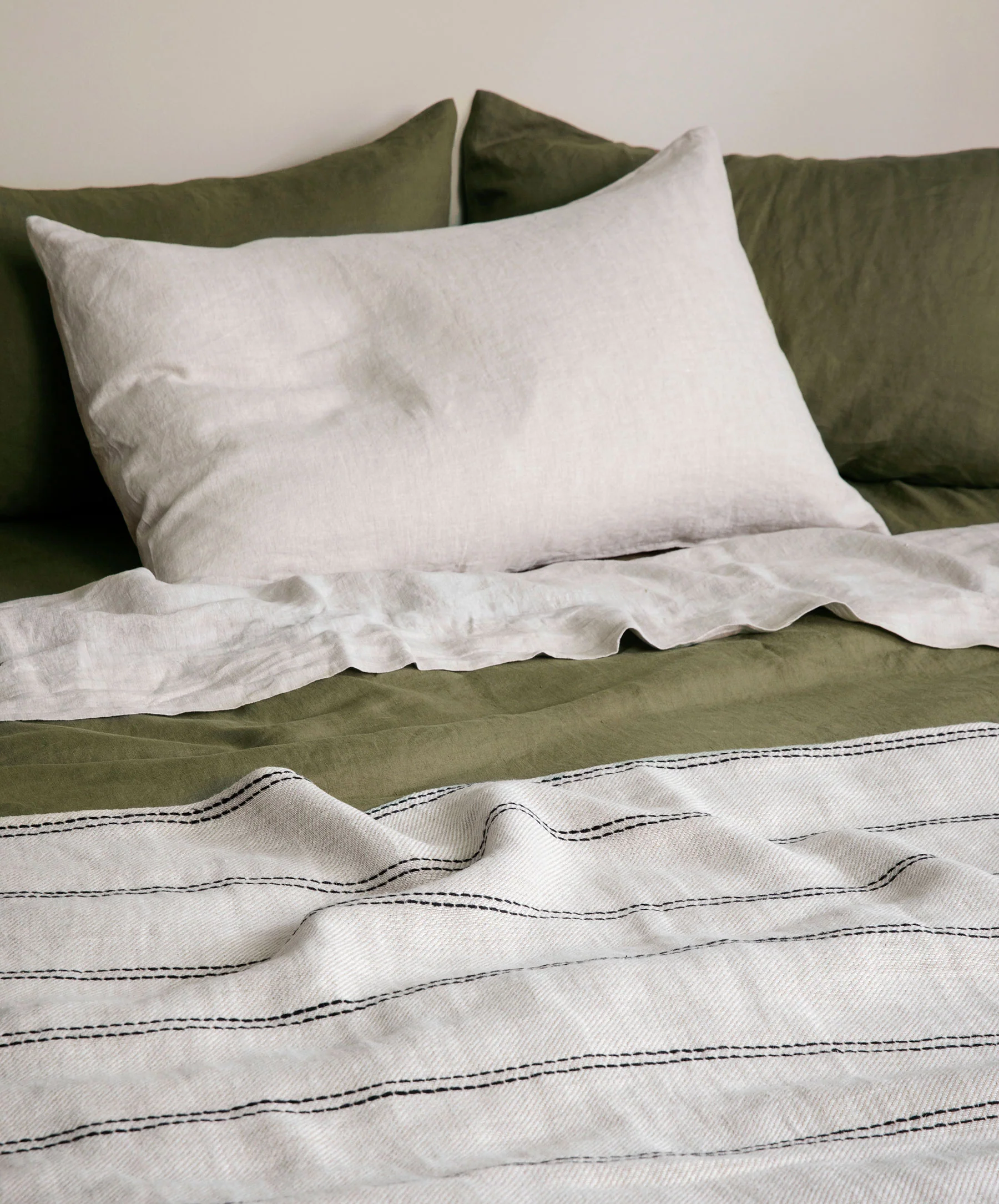Linen Flat Sheet with Border - Forest - Image 3